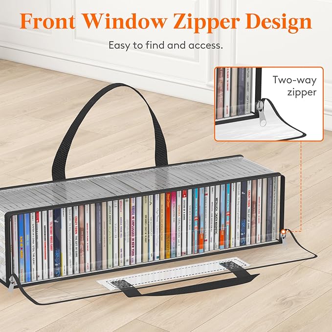Lifewit CD Storage Bags, Front Window Zipper Design, Stackable Media Organizer - Image 3