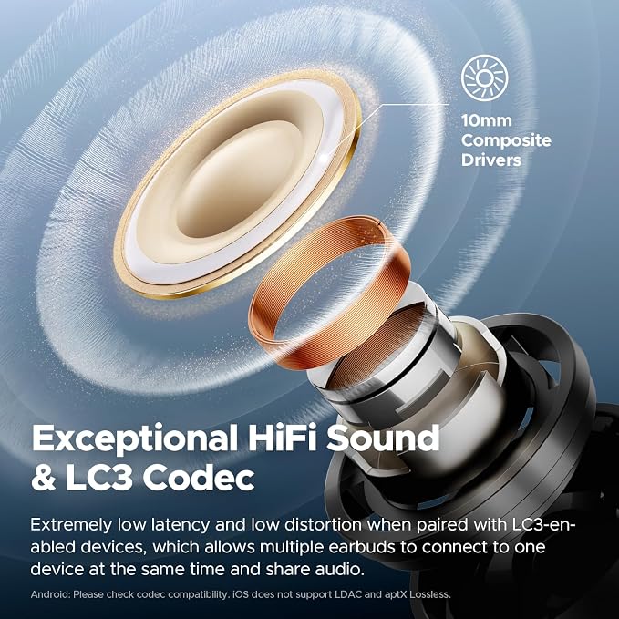 SoundPEATS Air5 Pro Adaptive Hybrid Noise Cancelling Wireless Earbuds, Qualcomm - Image 4