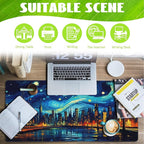 Desk Pad, City Starry Night Desk Mat, Abstract Oil Painting Large Gaming Mouse - Image 3