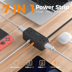 Black Extension Cord 10 Ft, TESSAN Power Strips - Image 3