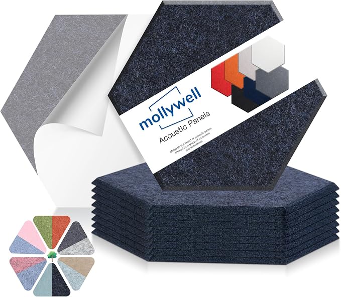 Mollywell Hexagon Acoustic Panels, High Density, Soundproofing, Decorative by Mollywell