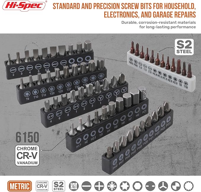 Hi-Spec 78pc Multi Screw Driver Bit Set and 1/4 inch Socket Set - Image 3