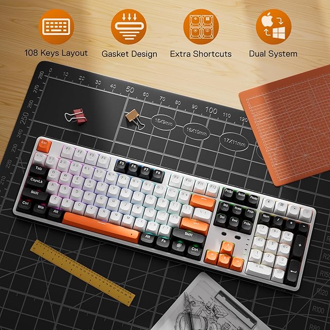 Redragon K689 PRO Wireless Gasket RGB Gaming Keyboard, 108 Keys Mechanical - Image 2