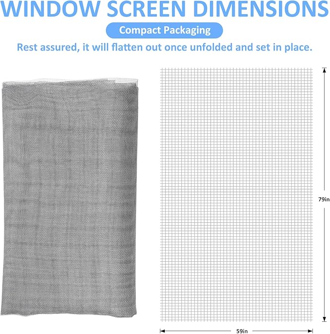 59"x79" Window Screen Mesh, Fiberglass Window Screen, Screen Door Mesh - Image 2