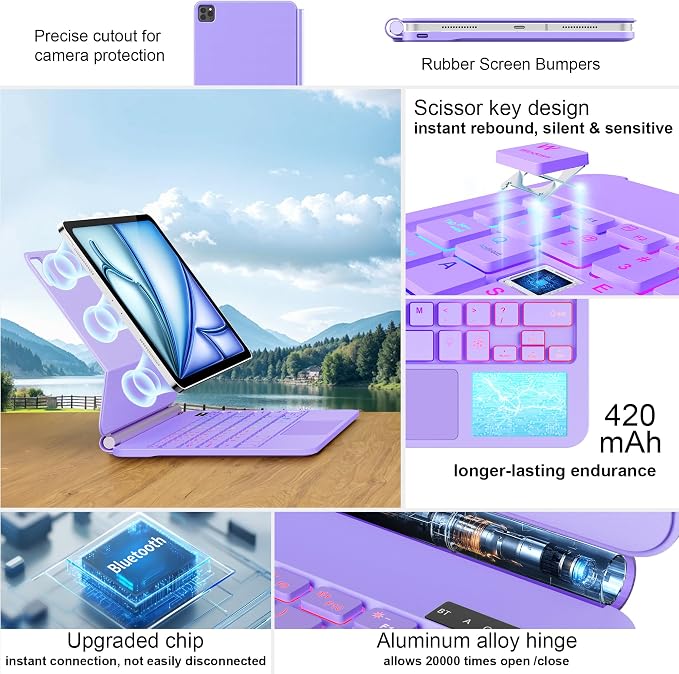 Keyboard Case for iPad Air 13 inch, iPad Pro 12.9 inch，Magic-Style Magnetic – - Image 4