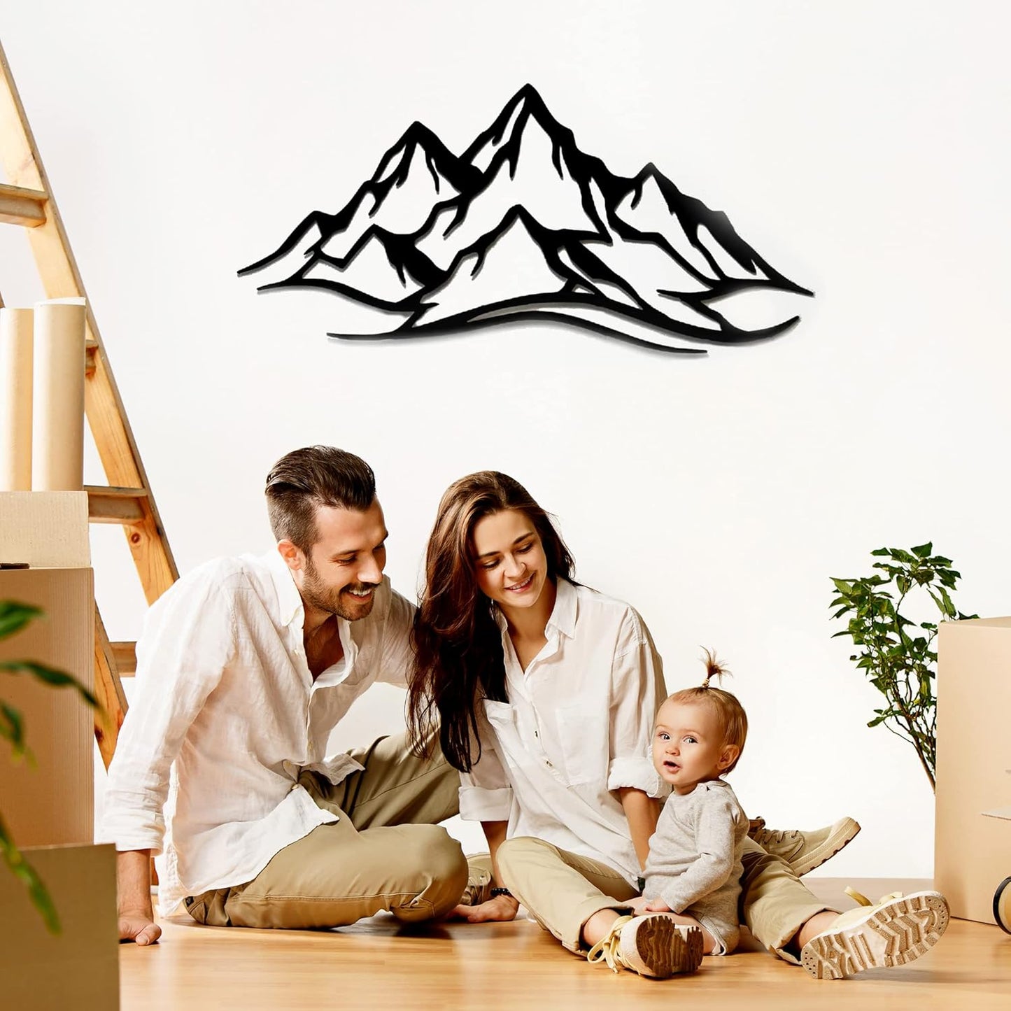 METALPLEX Mountain Range Metal Wall Art - Fade-Resistant and Rust-Free Indoor & Outdoor Aluminum Composite Wall Decor - Home Decor Wall Art For Living Room and Bedroom Decorations - White (20" x 10")
