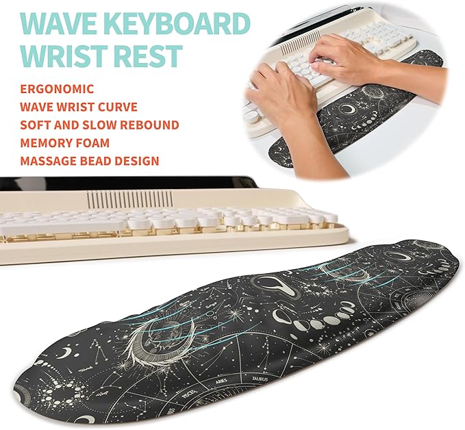 2-in-1 Ergonomic Set, Wave Rise Keyboard Wrist Rest and Massage Bulge Slope - Image 2