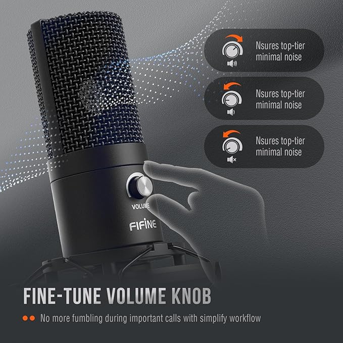 FIFINE Studio Condenser USB Microphone Computer PC Microphone Kit - Image 4