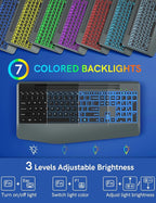 Wireless Keyboard with 7 Colored Backlit, Wrist Rest, Phone Holder, - Image 2