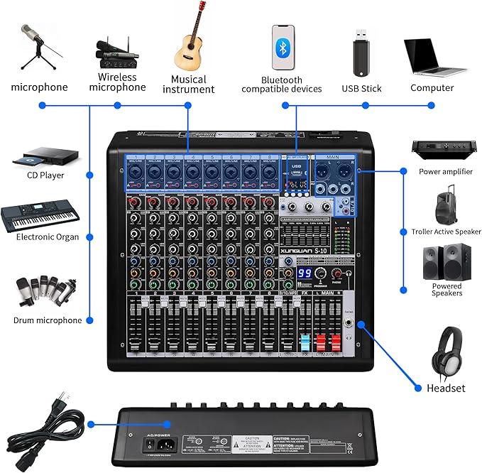 S-10 Audio Mixer 10 channel 8 channel Professional DJ Mixing Console - Image 8