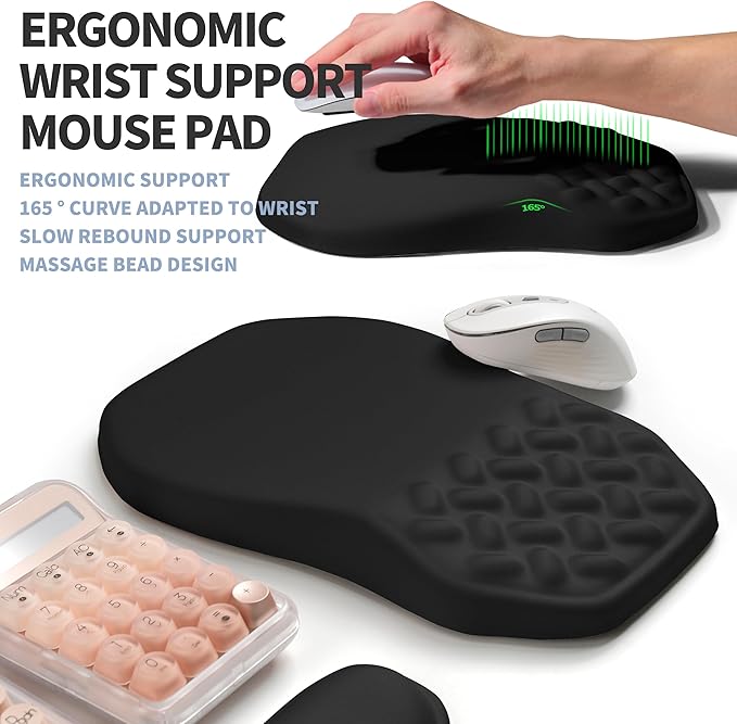 2-in-1 Ergonomic Set, Wave Keyboard Wrist Rest and Massage Slope Mouse Pad - Image 3