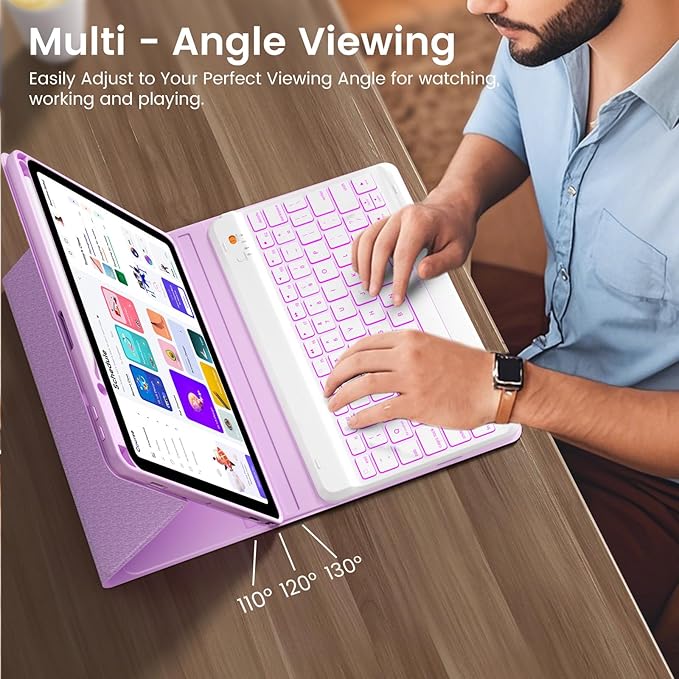 Keyboard Case for iPad Air 5th/4th Pro 11 inch, 7-Color Backlit Detachable - Image 5