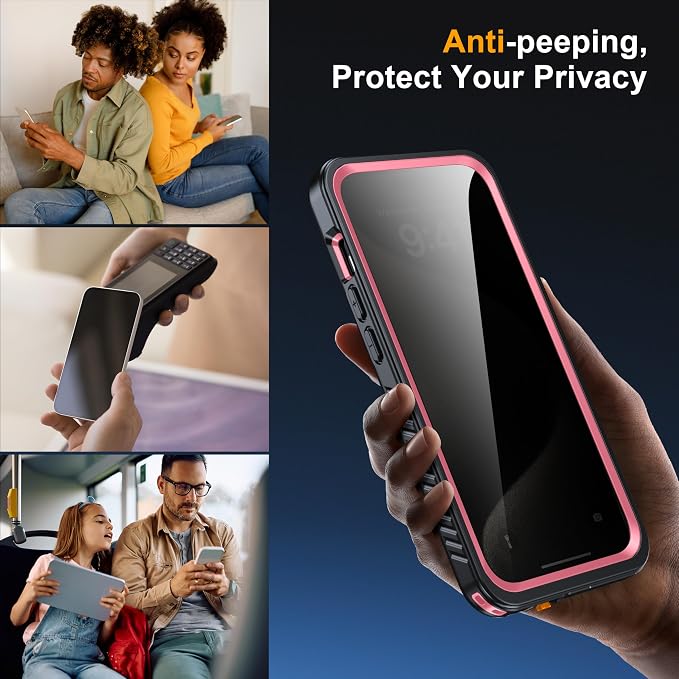 for iPhone 15 Pro Case Waterproof, Built-in Privacy Screen & HD Screen Double - Image 2