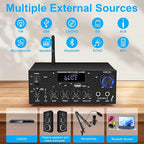 Romicta Stereo Audio Amplifier, 2 Channel 500W Bluetooth 5.0 Home Audio Stereo - Image 2