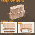 FairyHaus Cable Management Box 2Pack Cream, Handwoven Large and Small Cable - Image 3