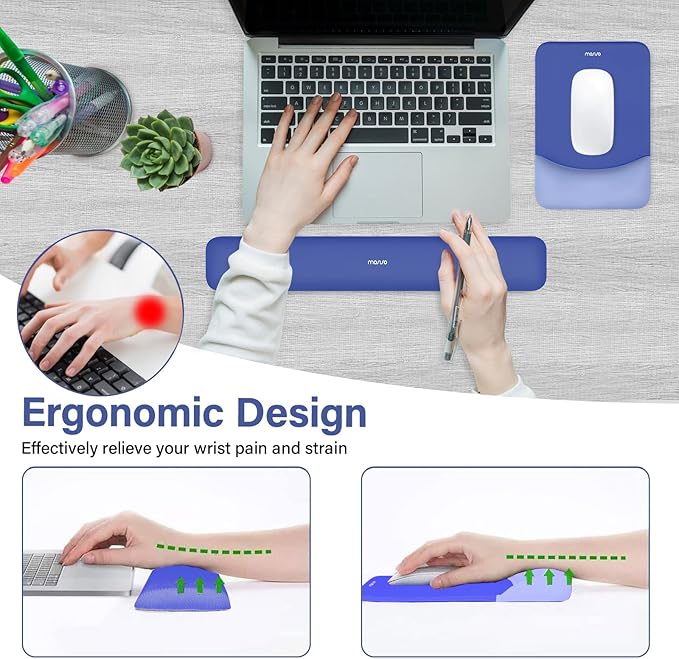 MOSISO Wrist Rest Support for Mouse Pad&Keyboard Set, Rectangular Ergonomic - Image 2