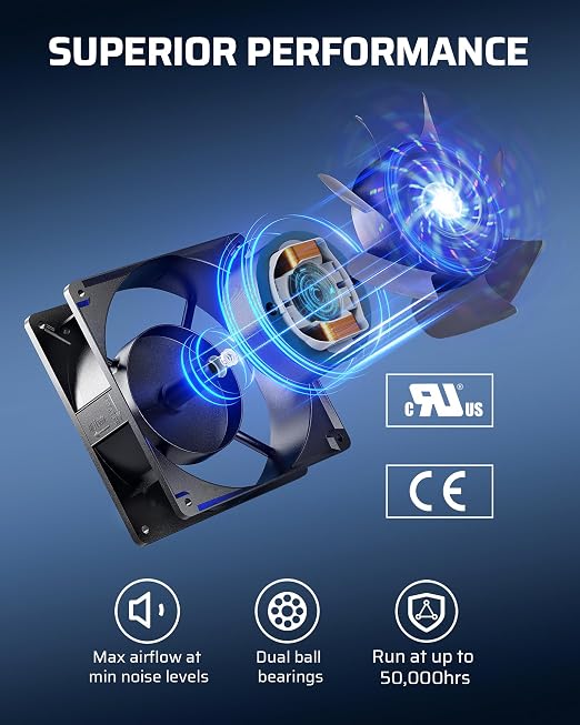 DEWENWILS 120V AC Fan, Waterproof Exhaust Fan 120mm, 18W 2850RPM 90CFM - Image 3