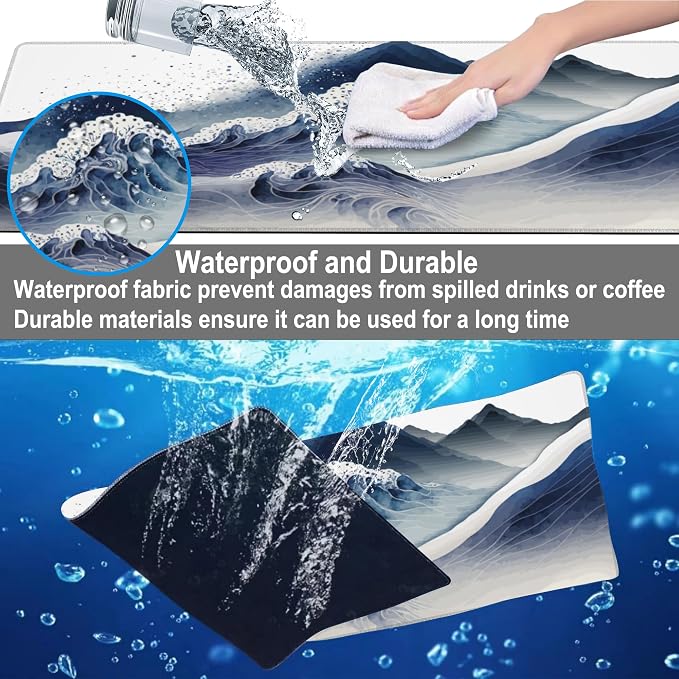 Mouse Pad, Large Watercolor Majestic Mountains Desk Mat, Extended Non-Slip - Image 4