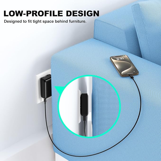 USB C Wall Charger 40W, Excgood 4Port USB Charging Block Flat Foladable Wall - Image 4