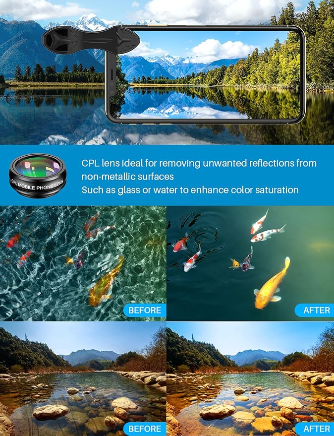 10 in 1 Cell Phone Camera Lens Kit, Wide Angle Lens & Macro Lens+Fisheye - Image 3