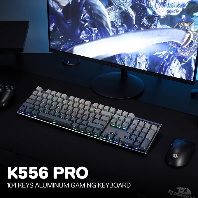 Redragon K556 PRO 104 Keys Wireless RGB Gaming Keyboard, Tri-Mode Aluminum - Image 9