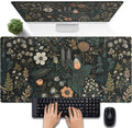 Dark Flower Desk Mat Floral Plants Mouse Pad, Aesthetic Wildflowers Large by DSKGSJH