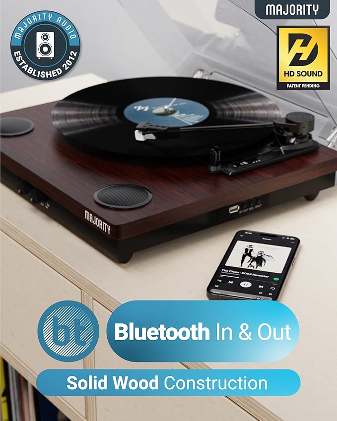 Vinyl Record Player with Bluetooth 5.3 in & Out | Record Player with Speakers & - Image 3