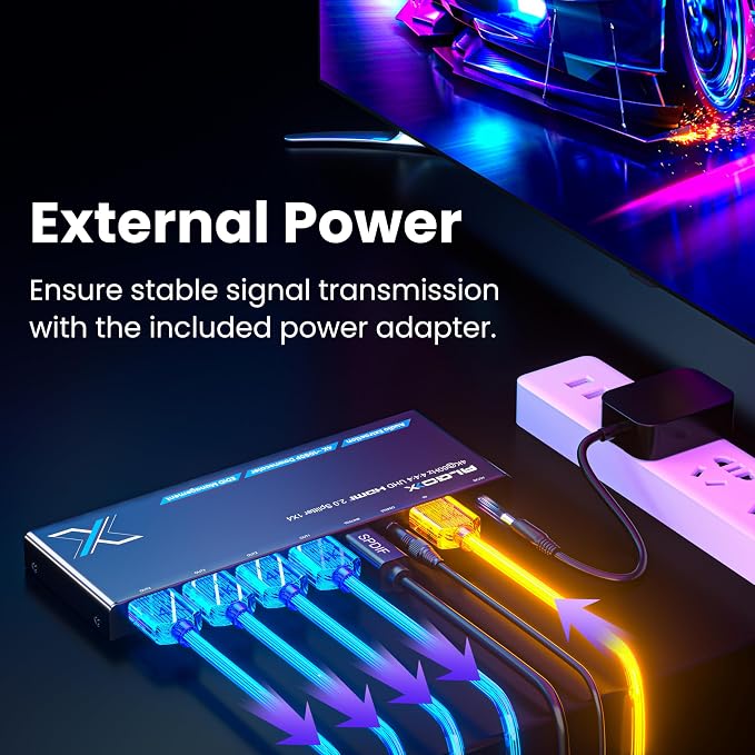 4K HDMI Splitter 1x4 with Audio Extractor, Downscaler & EDID, 4K@60Hz HDR HDMI - Image 7