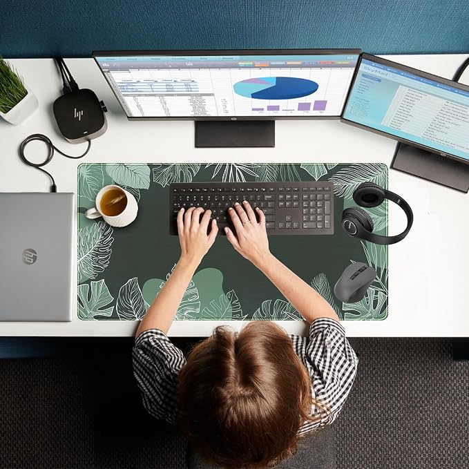 Green Plants Desk Mat Tropical Leaves Mouse Pad Cute, Large Extendded Gaming - Image 7