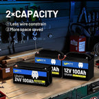 24V 100Ah LiFePO4 Lithium Rechargeable Battery, Max.2560Wh, Built-in 100A BMS - Image 6