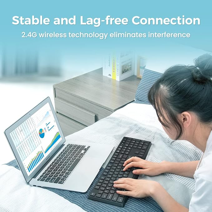 Lovaky MK98 Wireless Keyboard, 2.4G Ergonomic, Computer Keyboard, Enlarged - Image 4