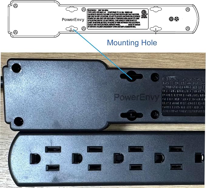 6-Outlet Surge Protector 2pk – 250 Joules, 2ft Cord, 1875W Max – Right Angle - Image 2