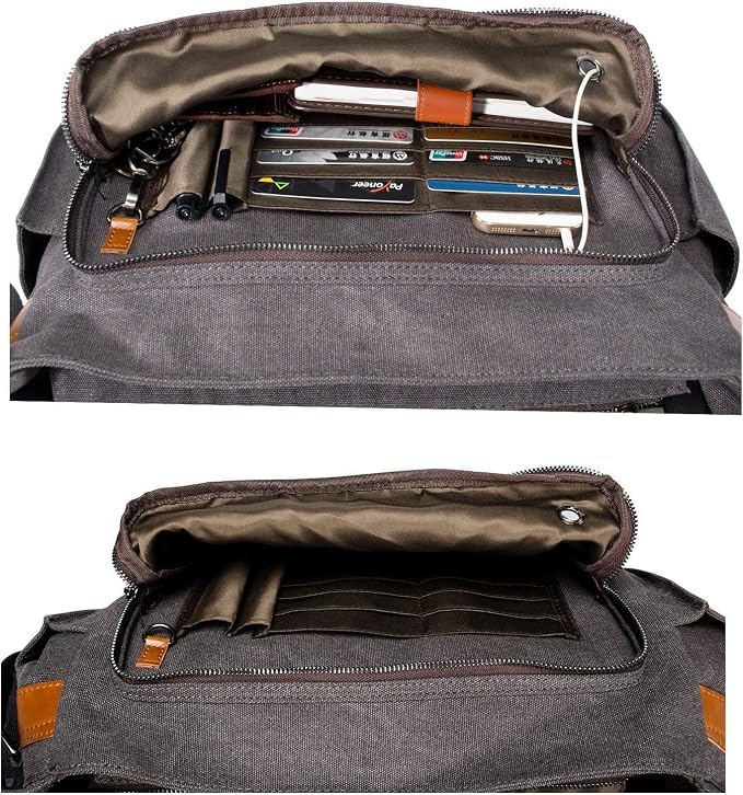 ESTARER 13-14 Inch Laptop Messenger Bag Water-Resistant Canvas Shoulder Bag - Image 4
