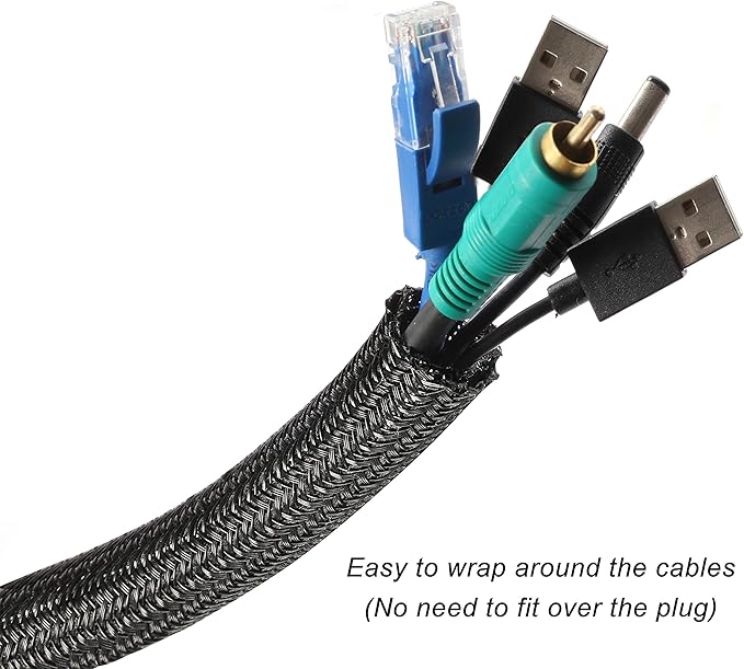 CrocSee 10ft - 3/4 inch Braided Cable Management Sleeve Cord Protector - - Image 2
