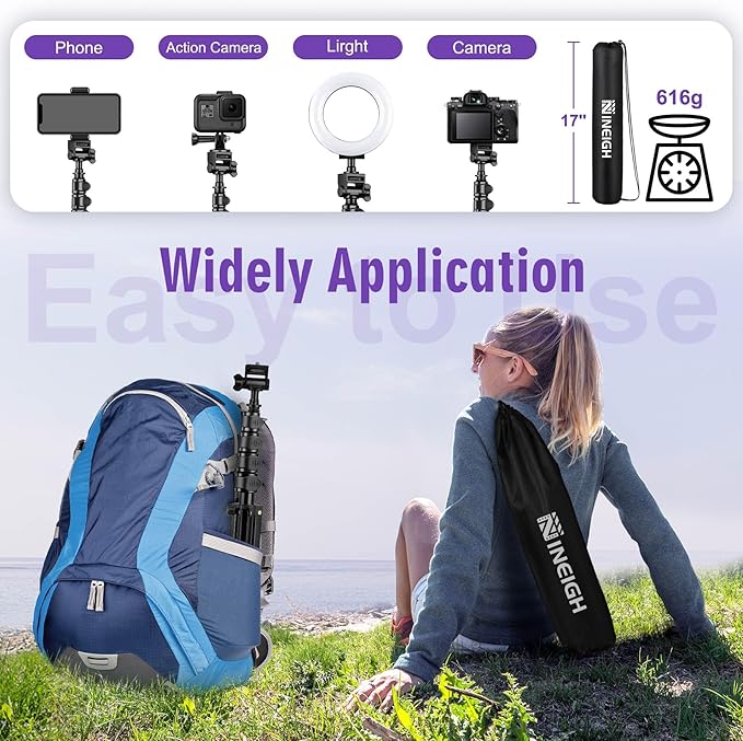 80" Phone Tripod, Selfie Stick Cellphone Tripod, Aluminum Tripods Stand - Image 4