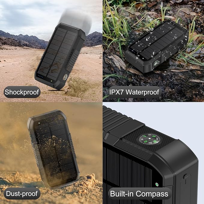 Solar Power Bank 66800mAh Built in Hand Crank and 4 Cables 22.5W Fast Charge - Image 9