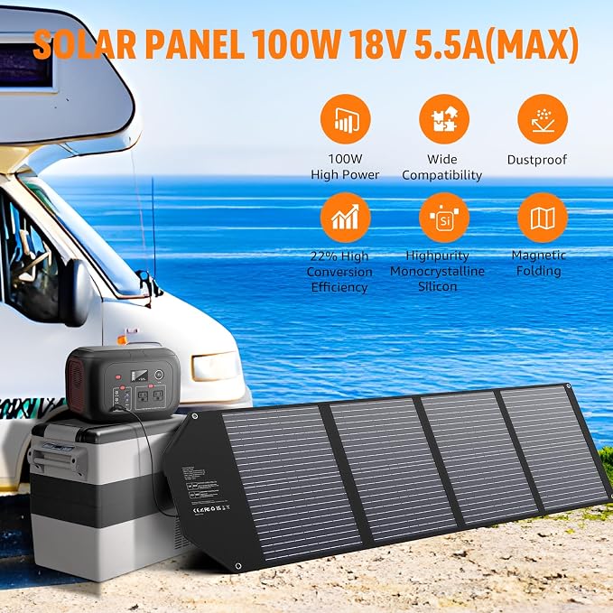 100W Portable Solar Panel for Power Station Generator, Foldable Solar Charger - Image 3