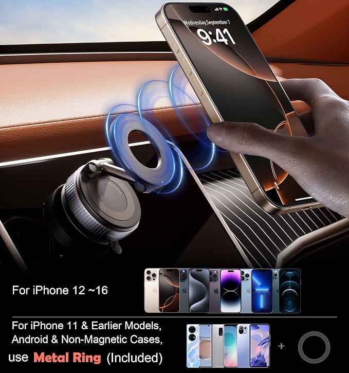 2026 Upgraded Vacuum Magnetic Car Phone Holder 360° Reinforced 96LBS Ultra - Image 6