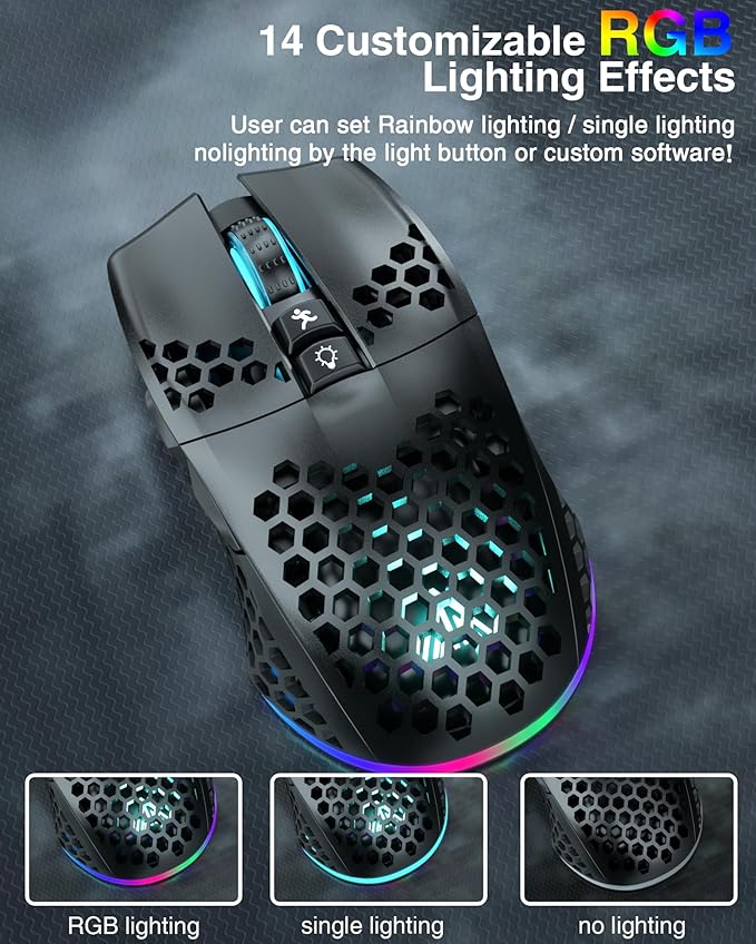 SM600 Honeycomb Shell Gaming Mouse Wireless, 8000 DPI Tri-Modes BT5.1/2.4G - Image 6