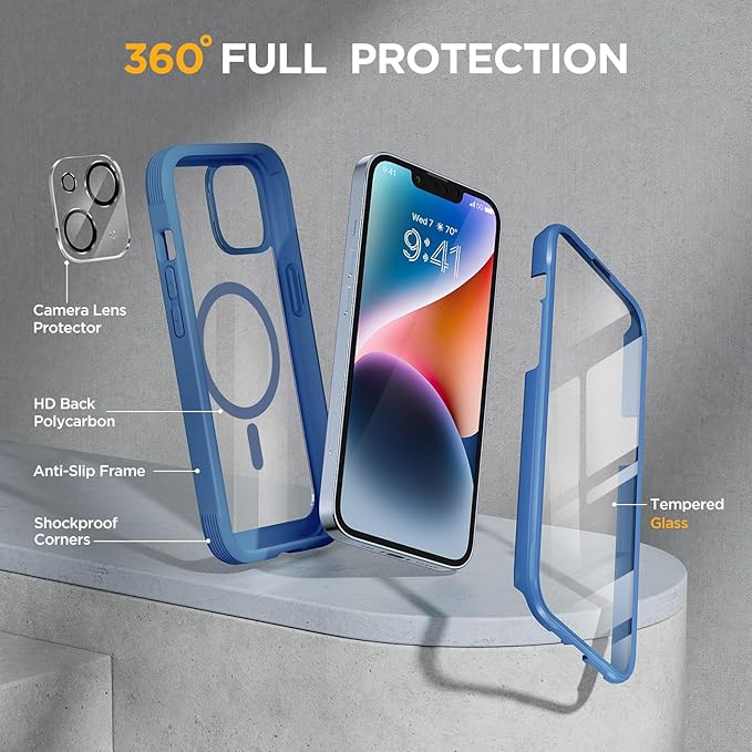 Miracase Magnetic for iPhone 14 Case 6.1", Full-Body Protective Bumper 14 Phone - Image 2
