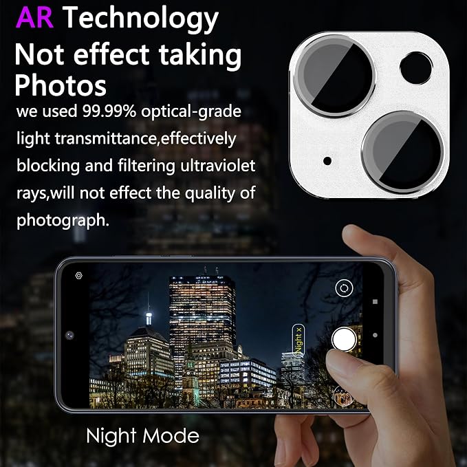 2 Pack Camera Lens Protector for iPhone 14 / iPhone 14 Plus, AR Tempered Glass - Image 3