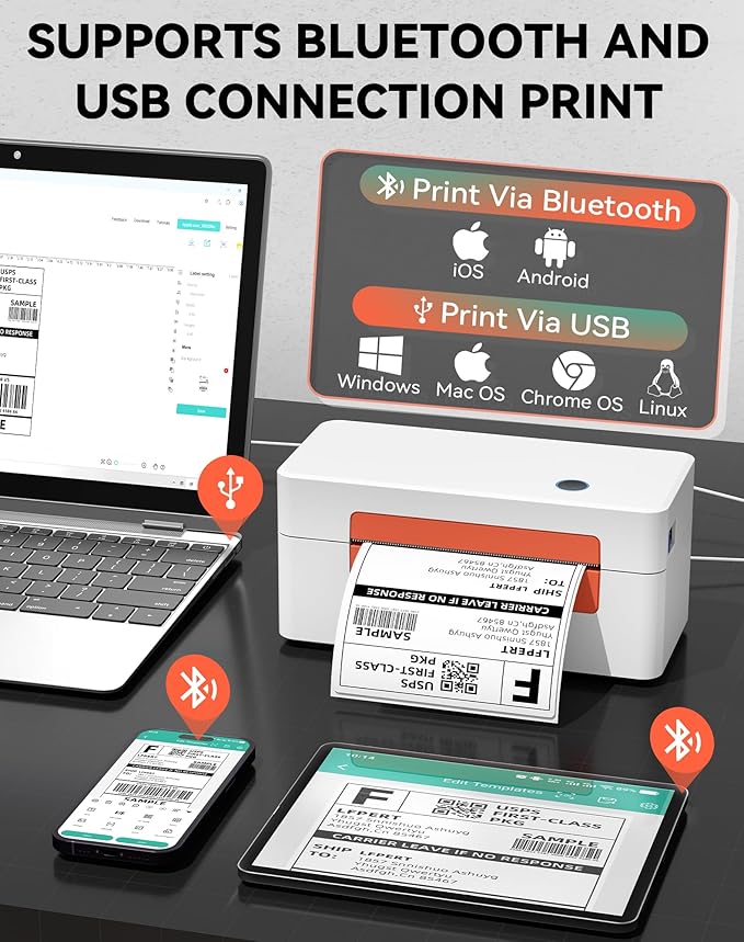Bluetooth Thermal Label Printer, Wireless 4x6 Shipping Label Printer - Image 2