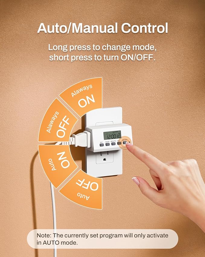 BN-LINK Digital Timer Outlet Indoor, 24 Hour Light Timer Easy Programmable - Image 3