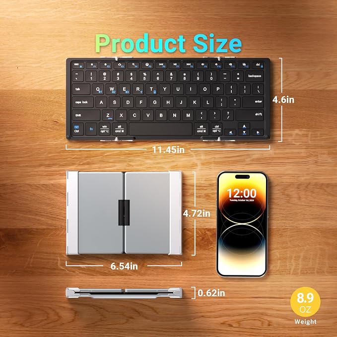 iClever Foldable Bluetooth Keyboard, BK05S Folding Wireless Portable Keyboard - Image 6
