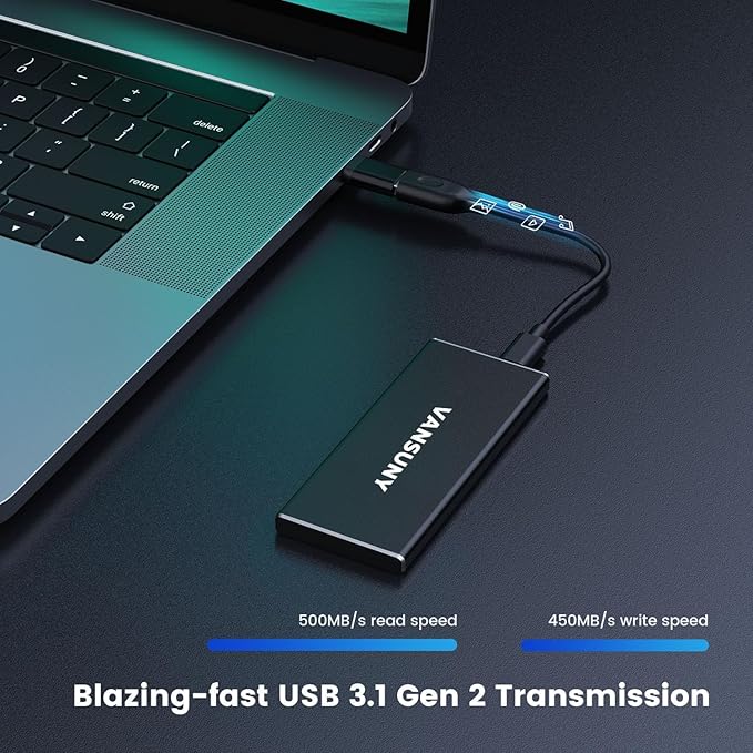 Vansuny 2TB Portable External SSD, USB 3.1 Gen2 Up to 500MB/s Solid State Drive - Image 2