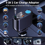 OHLPRO Retractable Car Charger Cigarette Lighter Adapter, 168W 5 in 1 Fast - Image 2