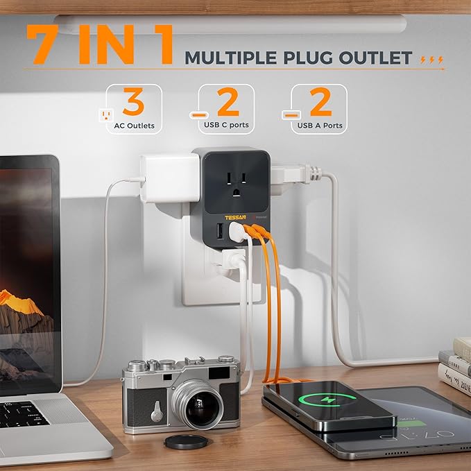 30W Wall Charger, TESSAN Fast Charging Multi Plug Adapter - Image 4
