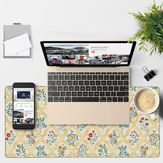 Large Mouse Pad Decorative Floral Gaming Desk Pad Computer Keyboard Non-Slip - Image 4