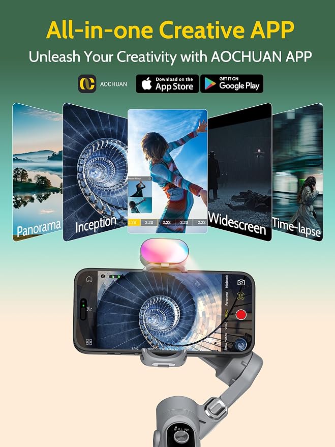 3-axis Gimbal Stabilizer for Smartphone w/ 1/4 Thread Foldable Phone Stabilizer - Image 5