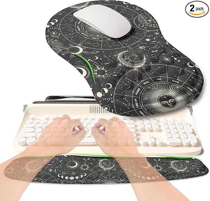 2-in-1 Ergonomic Set, Wave Rise Keyboard Wrist Rest and Massage Bulge Slope by KUOSGM